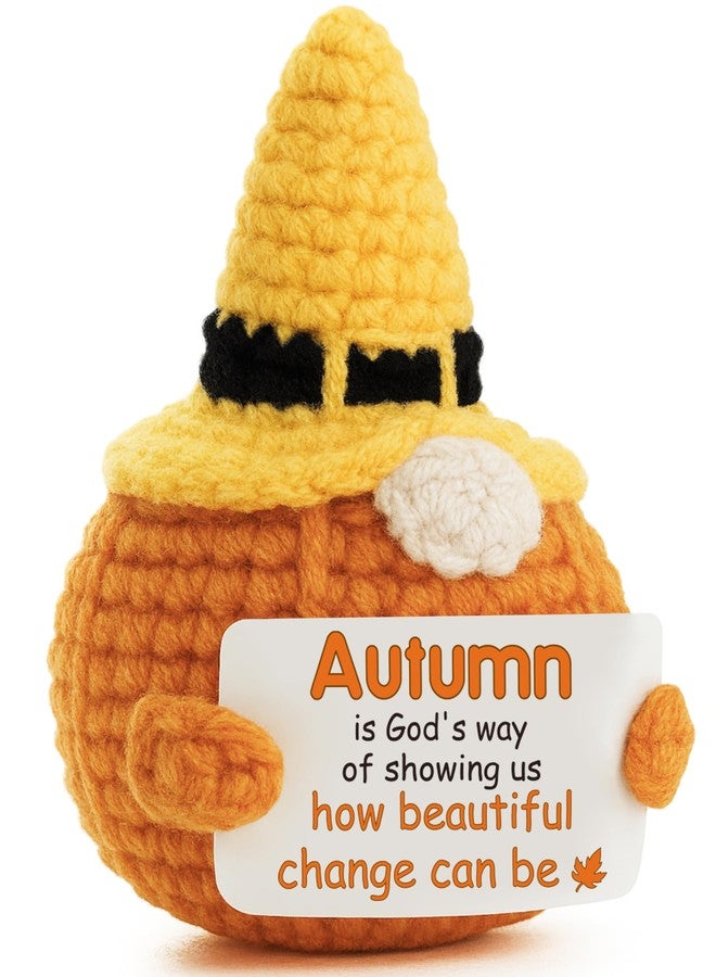 Frabaca Pumpkin Gnome Crochet with Halloween Witch Hat and Inspirational Message 'Autumn is God’s Beautiful Change' for Autumn Fall Season Harvest Thanksgiving Gift, Holiday Ornaments Home Table Decor - Image 1